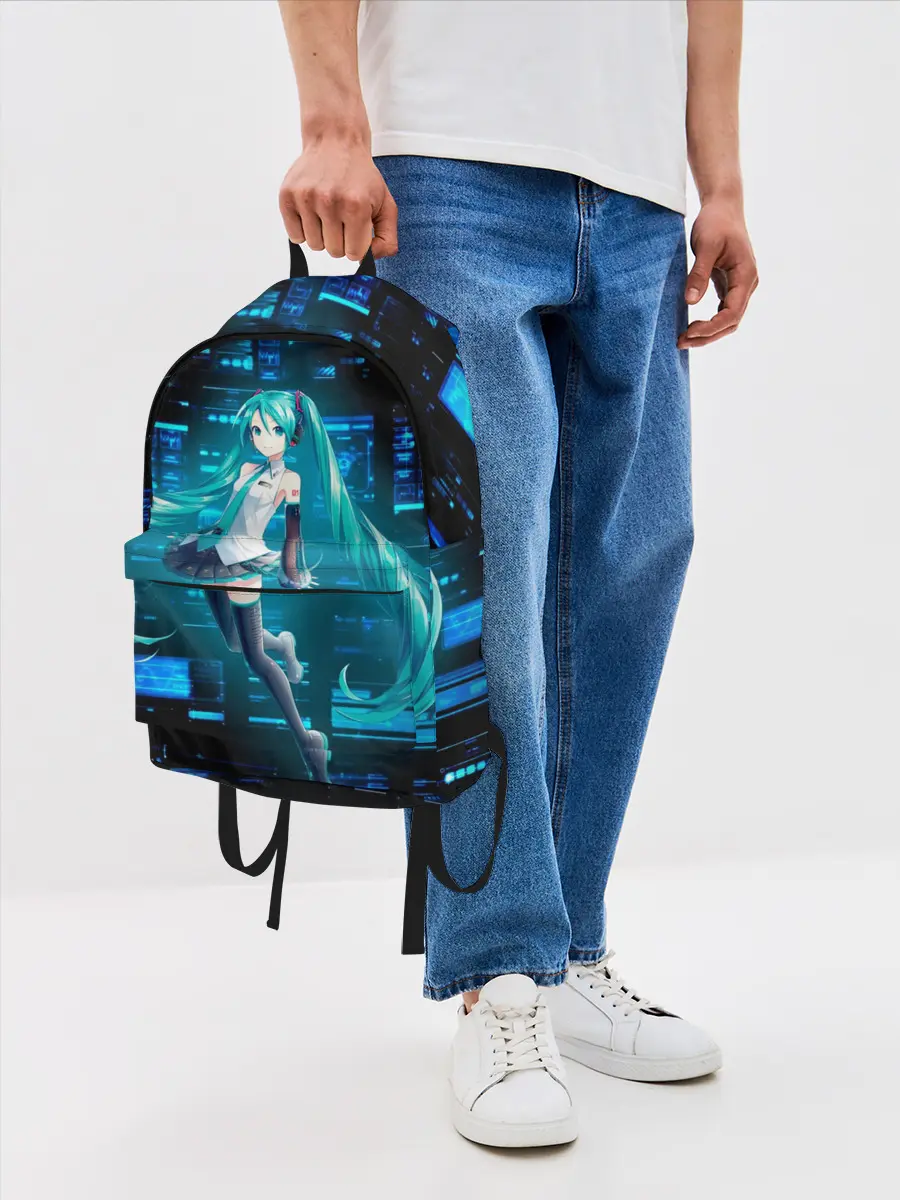 Рюкзак джинсовый / Miku в матрице