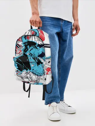 Рюкзак джинсовый / Дзётаро самурайский меч