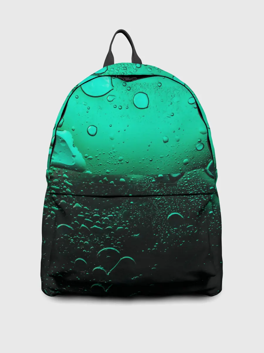 Рюкзак джинсовый / Зеленые капли клетки