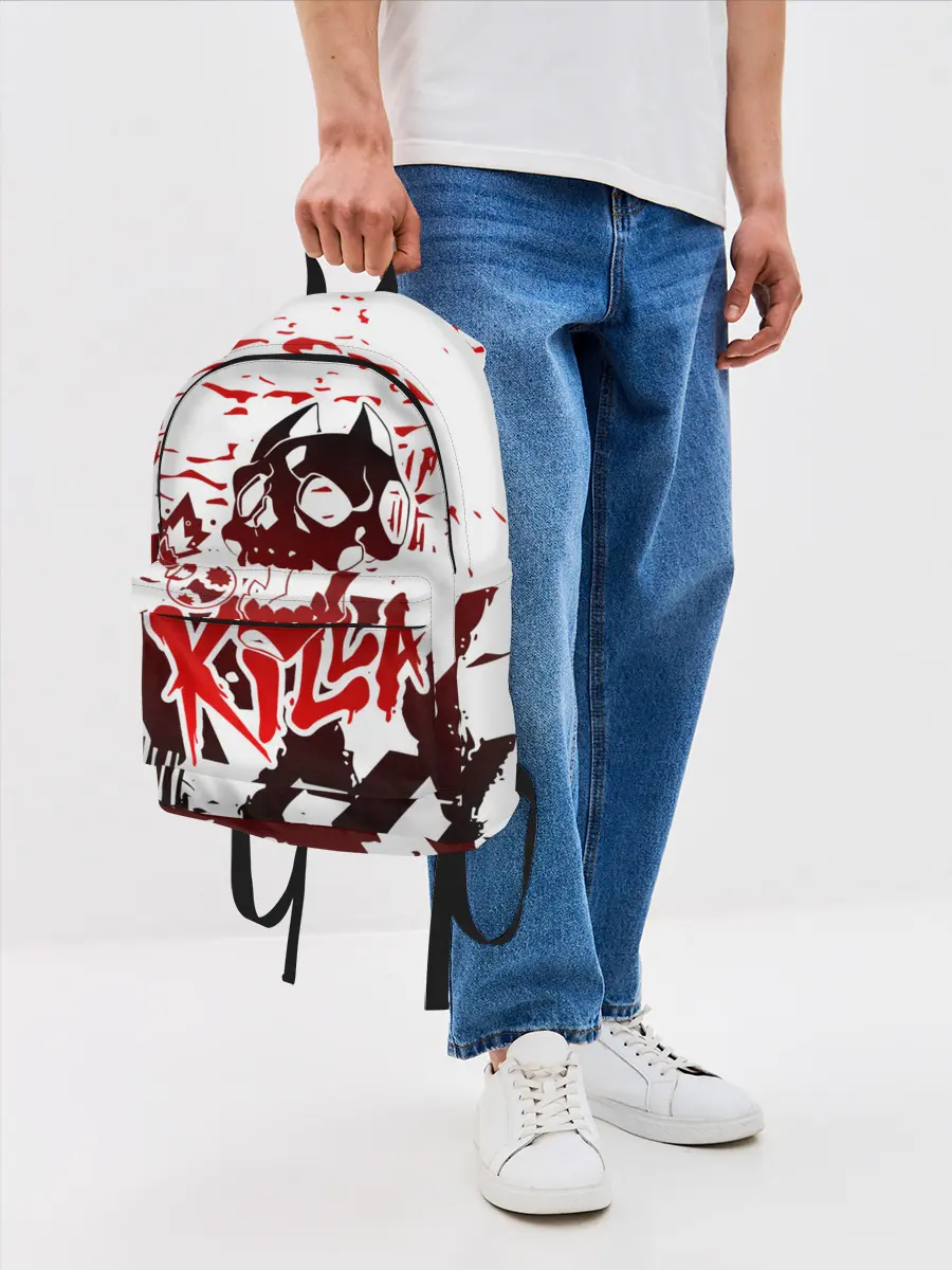 Рюкзак джинсовый / KILLA красные следы
