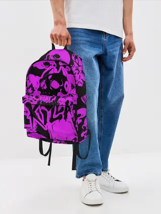 Рюкзак джинсовый / KILLA фиолетовые черепа
