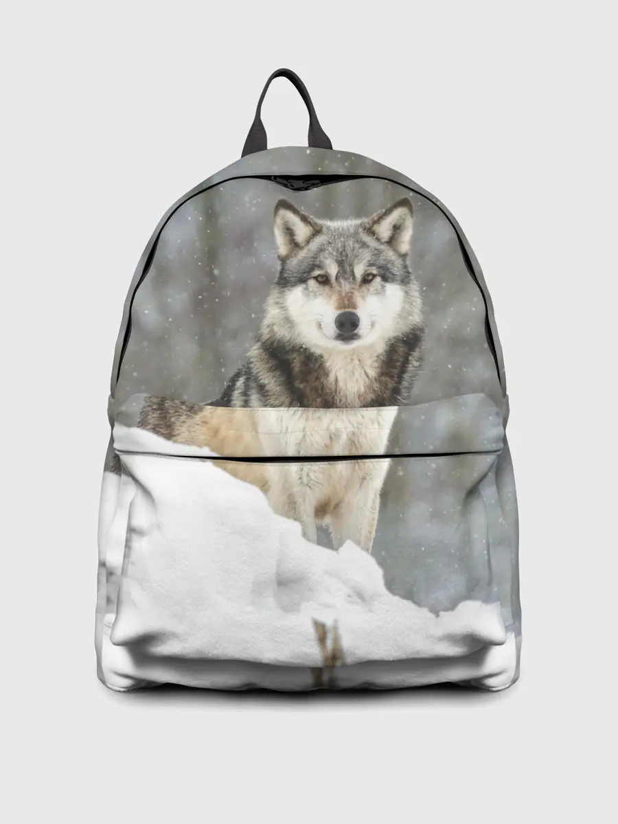 Рюкзак джинсовый / Волк и снег