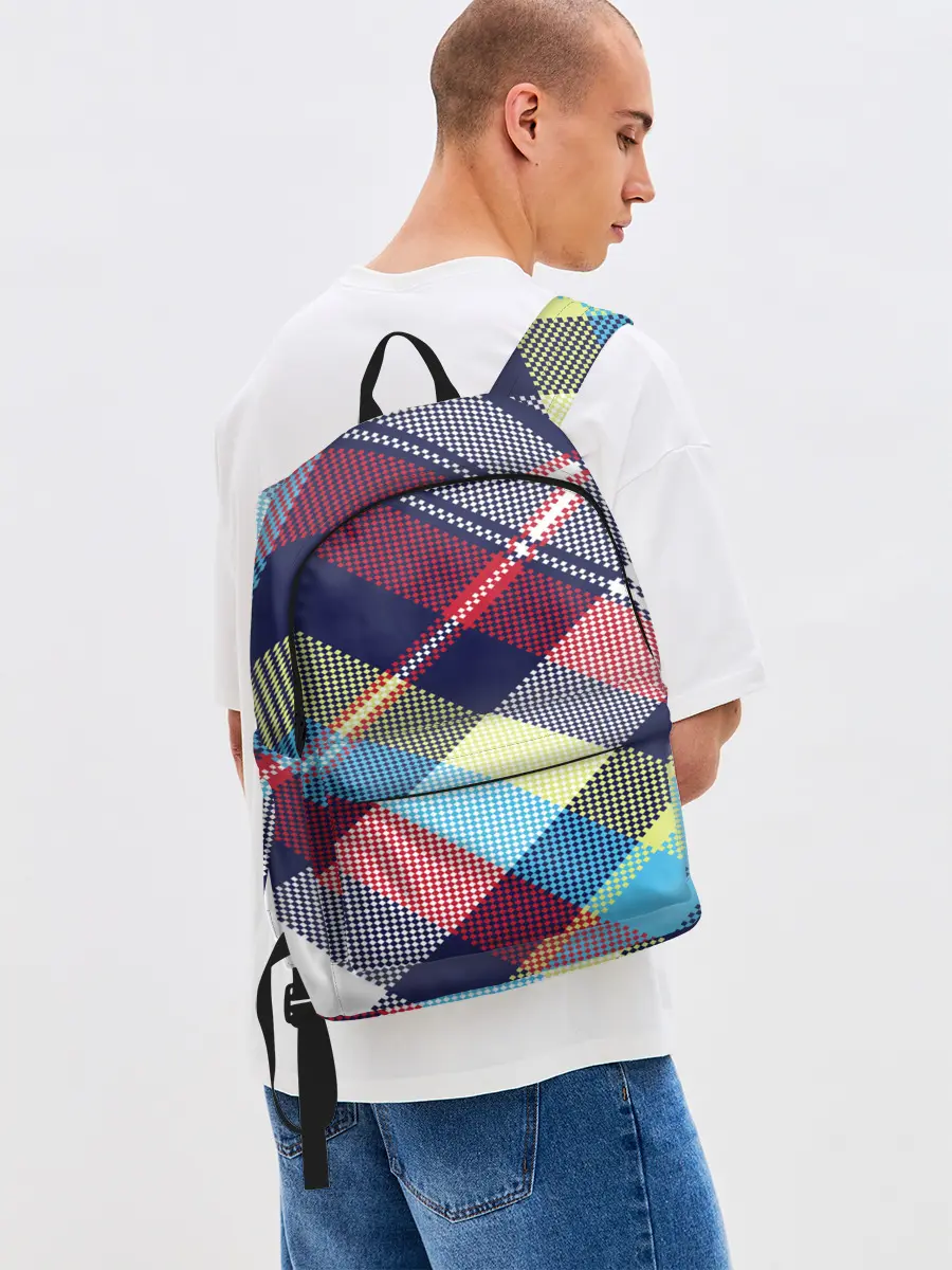 Рюкзак джинсовый / Клетка / Текстура в клетку #2