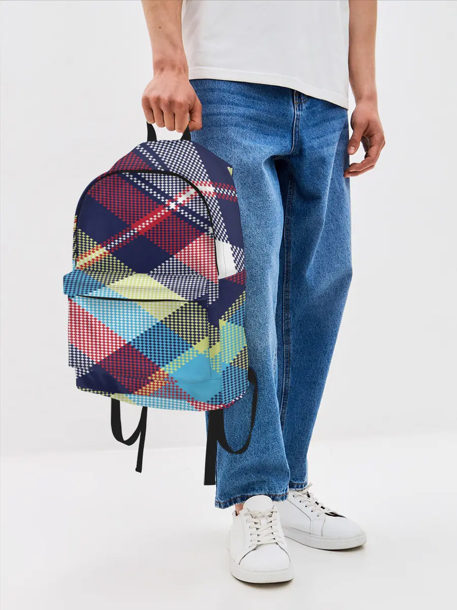 Рюкзак джинсовый / Клетка / Текстура в клетку #2