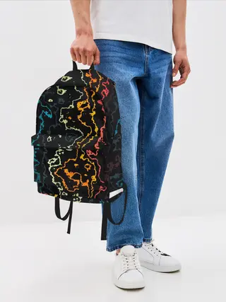 Рюкзак джинсовый / линий,цветной,черный