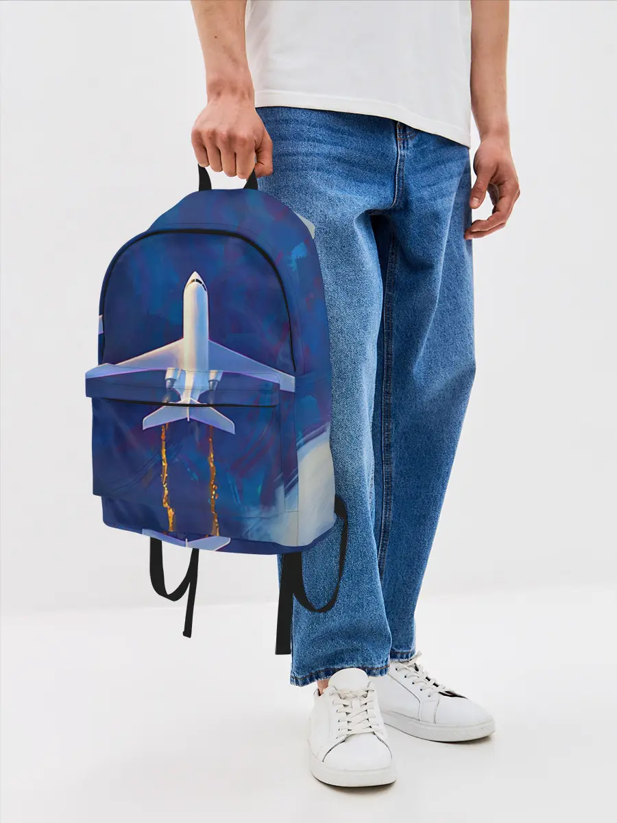 Рюкзак джинсовый / Самолёт на небе