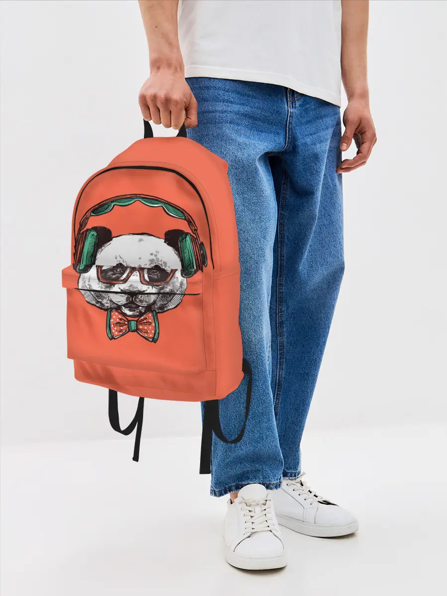 Рюкзак джинсовый / панда-меломан