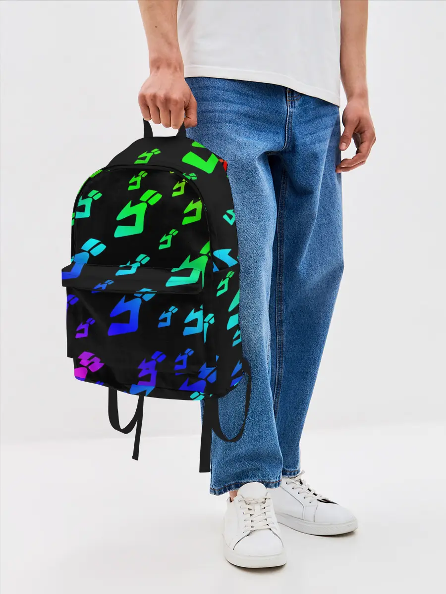 Рюкзак джинсовый / Радужный Паттерн Лого ДжоДжо