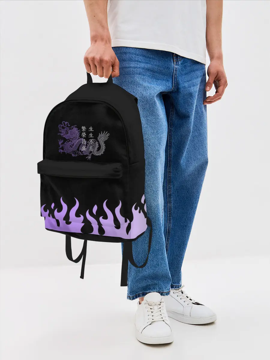 Рюкзак джинсовый / Дракон и огонь