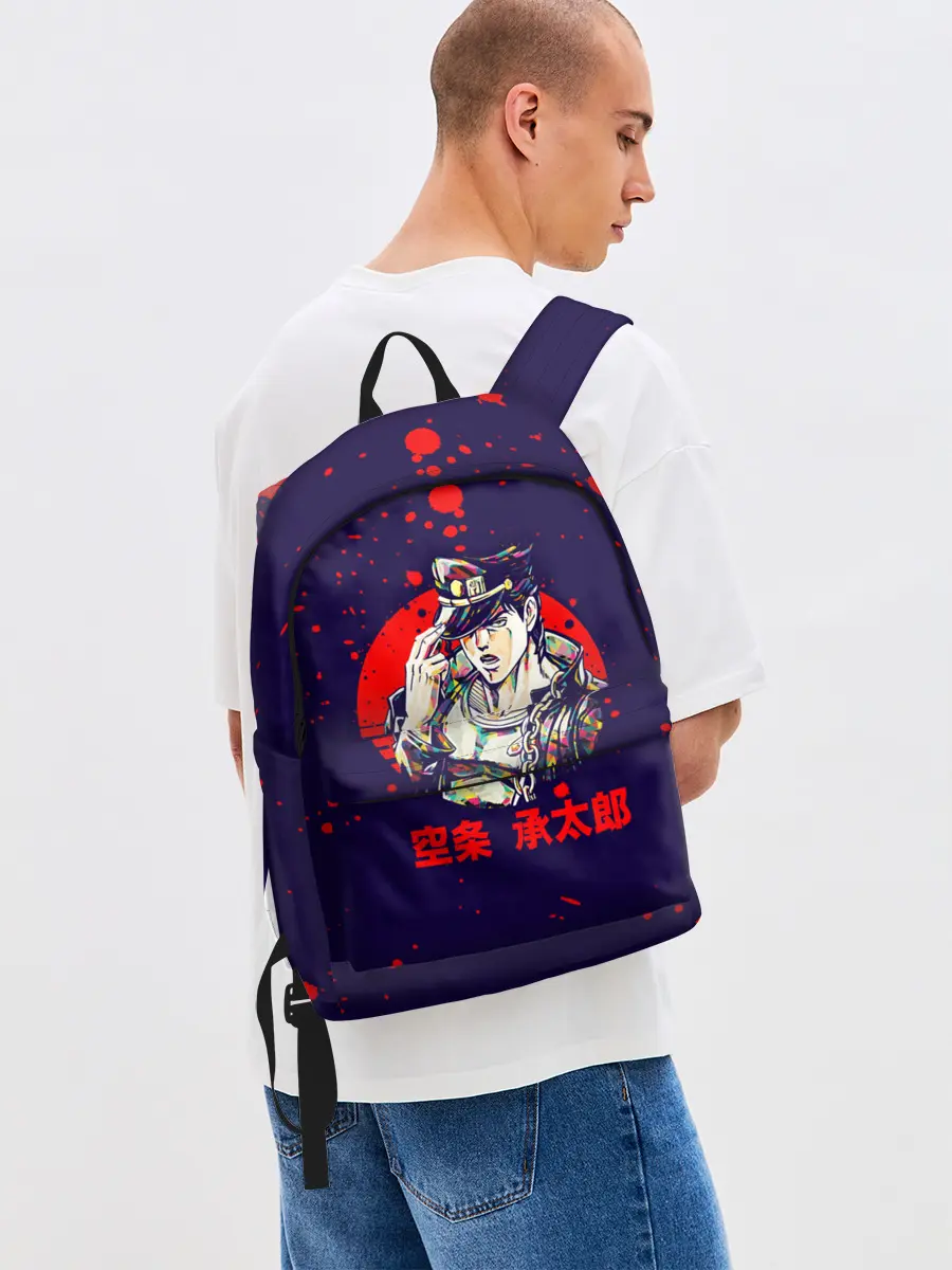 Рюкзак джинсовый / Дзётаро красные брызги