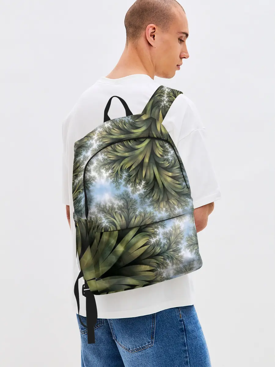 Рюкзак джинсовый / Зеленые листья