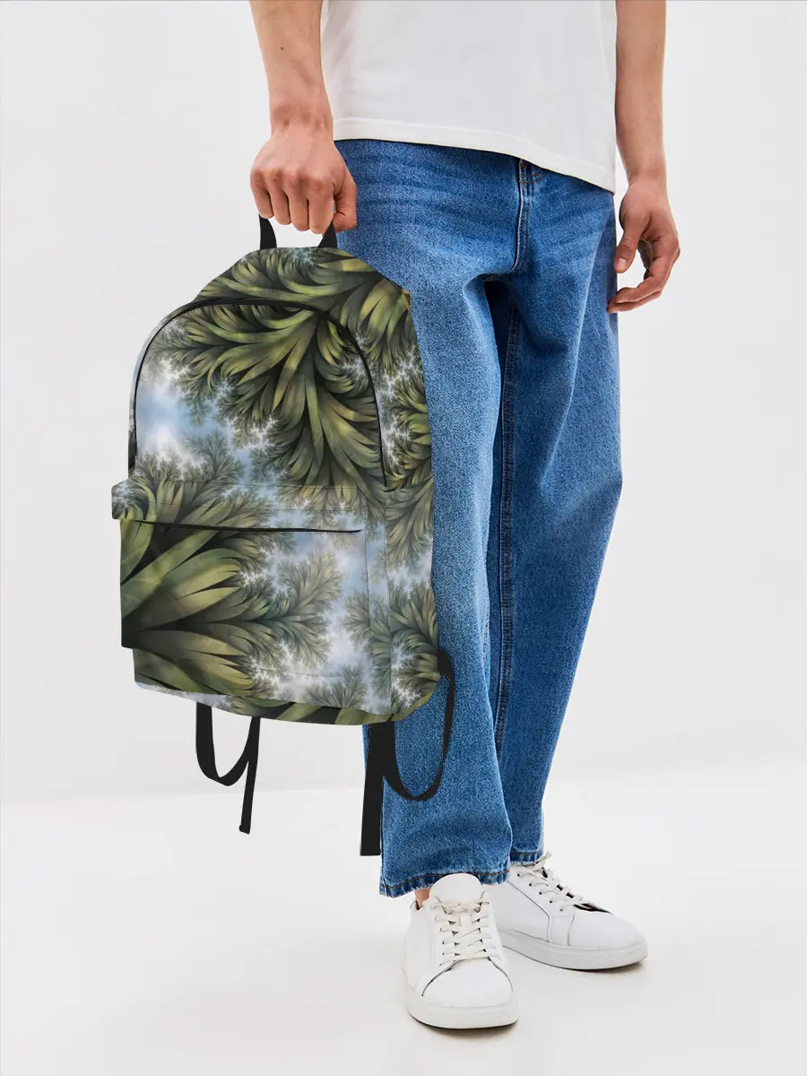 Рюкзак джинсовый / Зеленые листья