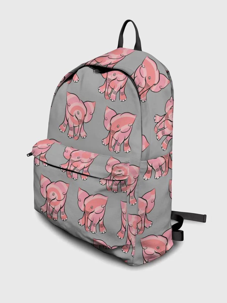 Рюкзак джинсовый / РОЗОВЫЕ СЛОНИКИ ПАТТЕРН