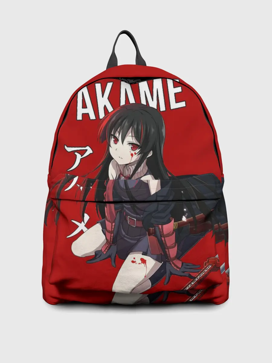 Рюкзак джинсовый / Убийца Акаме на красном фоне