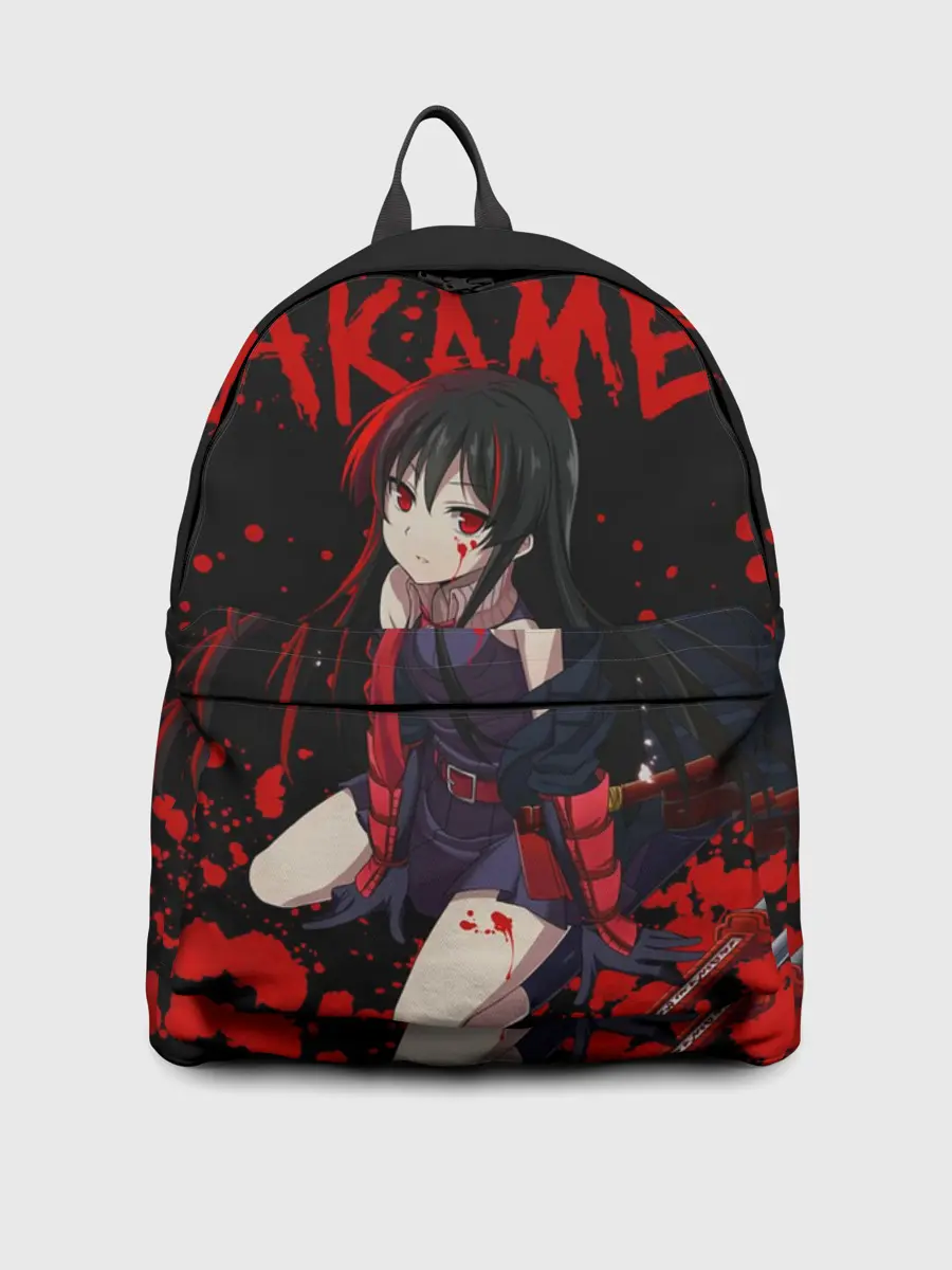 Рюкзак джинсовый / Убийца Акаме на черно-красно фоне