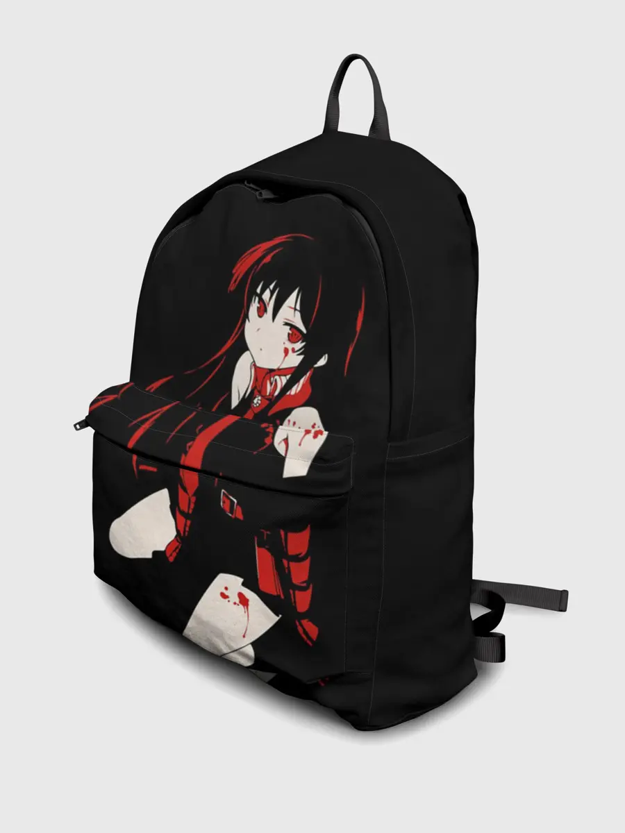 Рюкзак джинсовый / Убийца Акаме на черном фоне