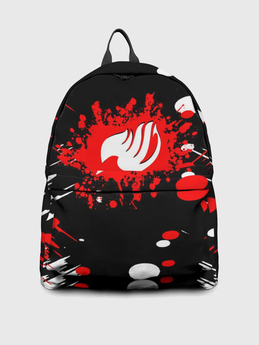 Рюкзак джинсовый / Хвост Феи красно-черная геометрия