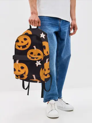 Рюкзак джинсовый / Весёлые тыквы