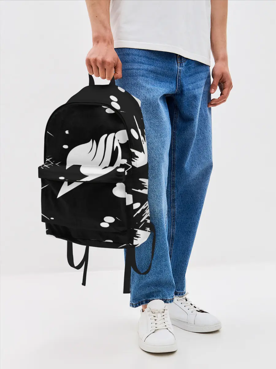 Рюкзак джинсовый / Хвост Феи геометрия в чб