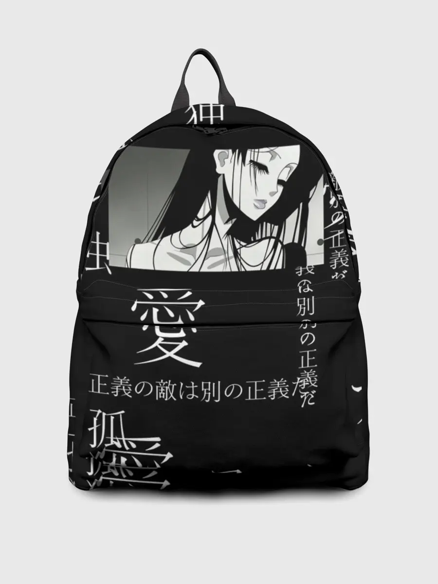 Рюкзак джинсовый / Черно-белый паттерн с иероглифами