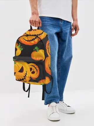 Рюкзак джинсовый / Весёлые тыквы