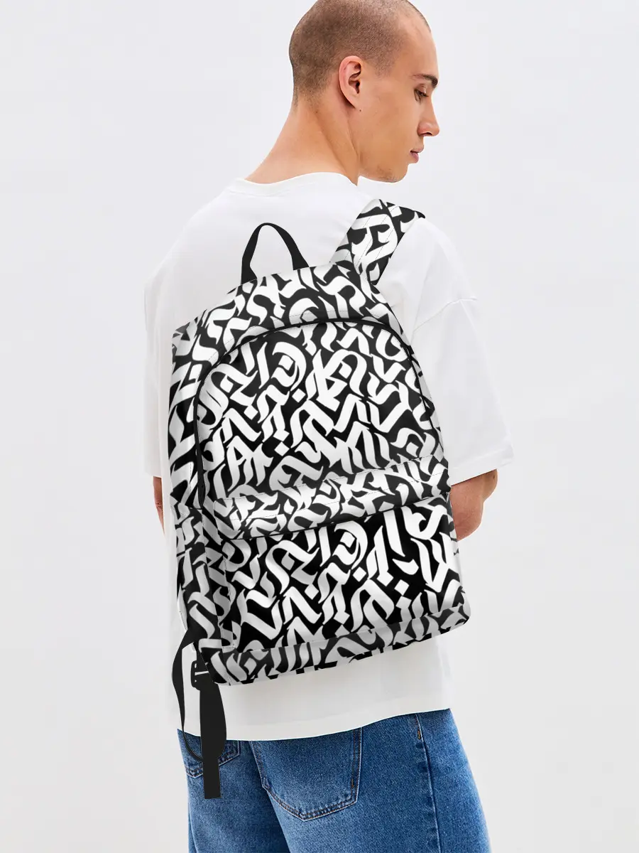 Рюкзак джинсовый / Шрифт на чёрном