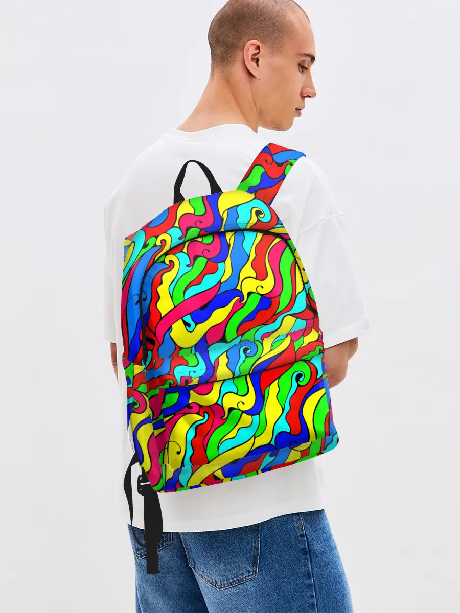 Рюкзак джинсовый / Красочные узоры/абстракционизм