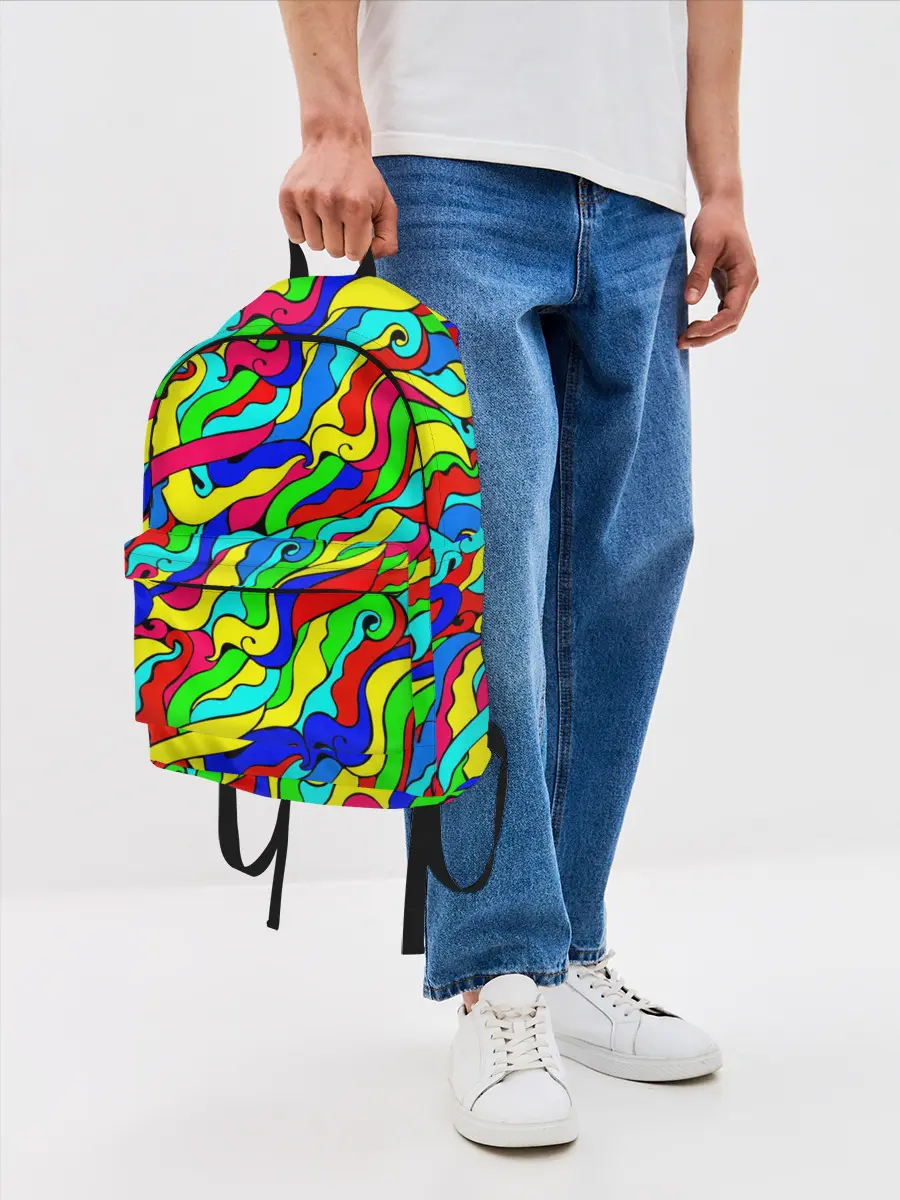 Рюкзак джинсовый / Красочные узоры/абстракционизм