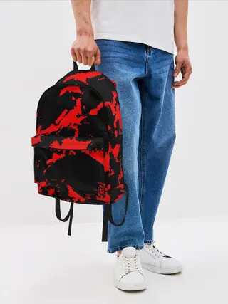 Рюкзак джинсовый / Красный на черном