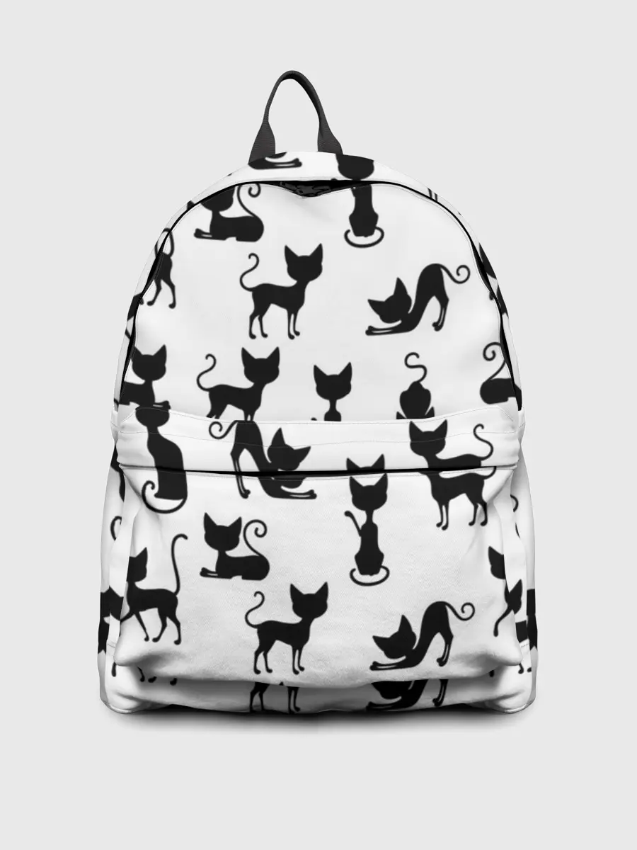 Рюкзак джинсовый / КОШКИ БЕЛОЕ НА ЧЕРНОМ
