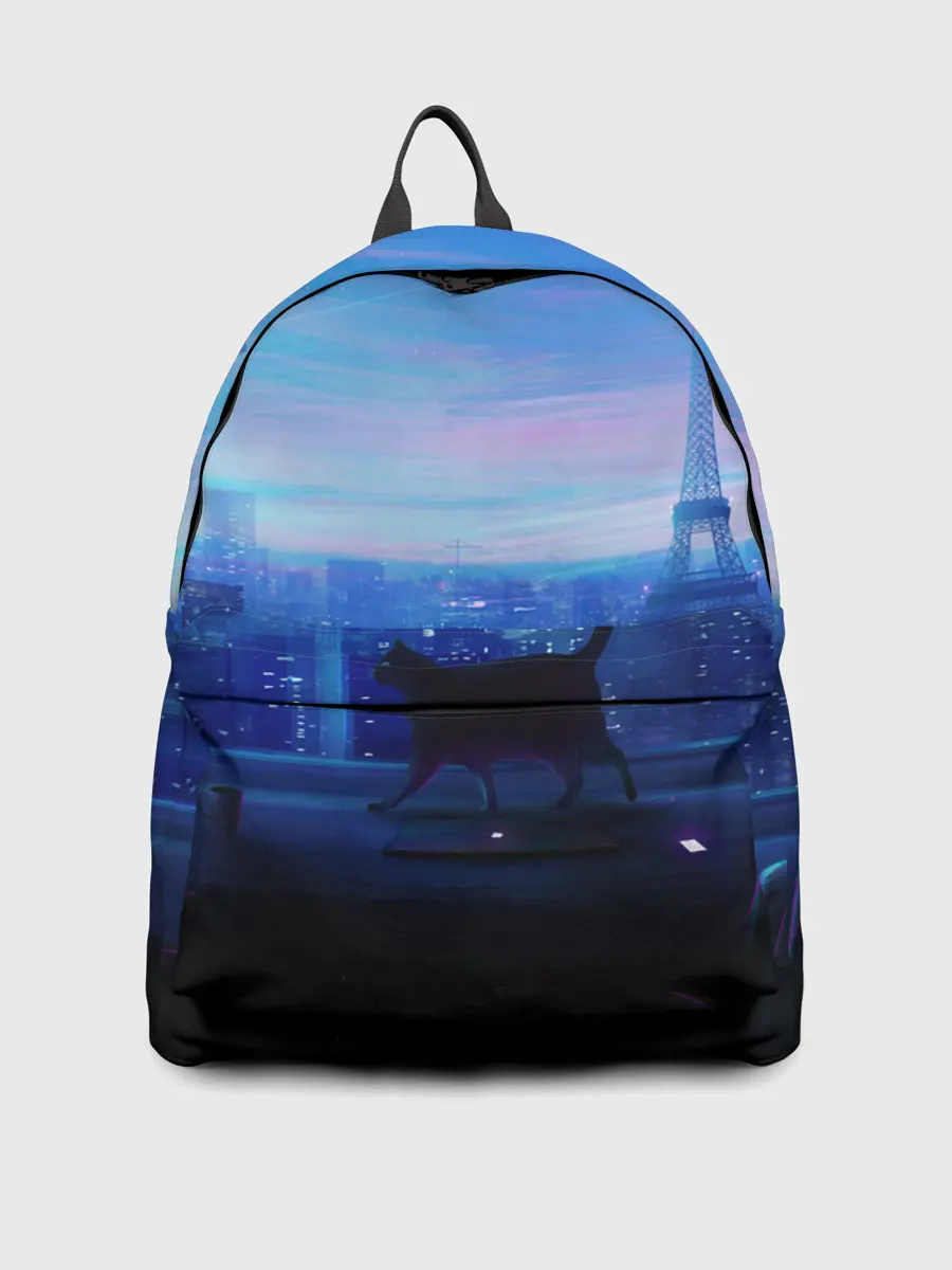 Рюкзак джинсовый / Кошка арт окно