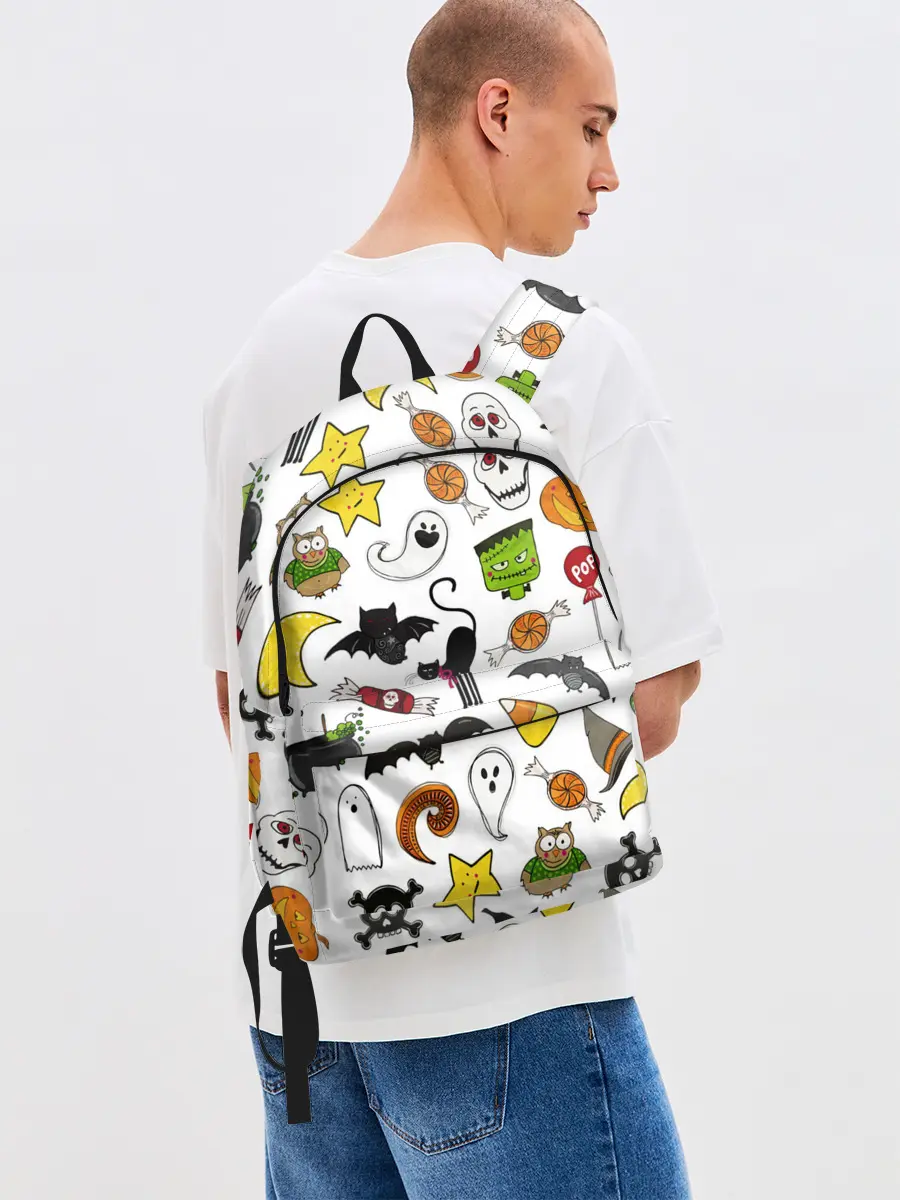 Рюкзак джинсовый / Хэллоуин паттерн