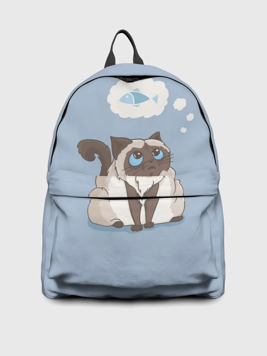 Рюкзак джинсовый / Голодный котейка