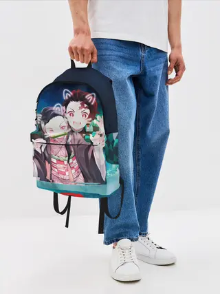 Рюкзак джинсовый / Убийца демонов милые брат и сестра