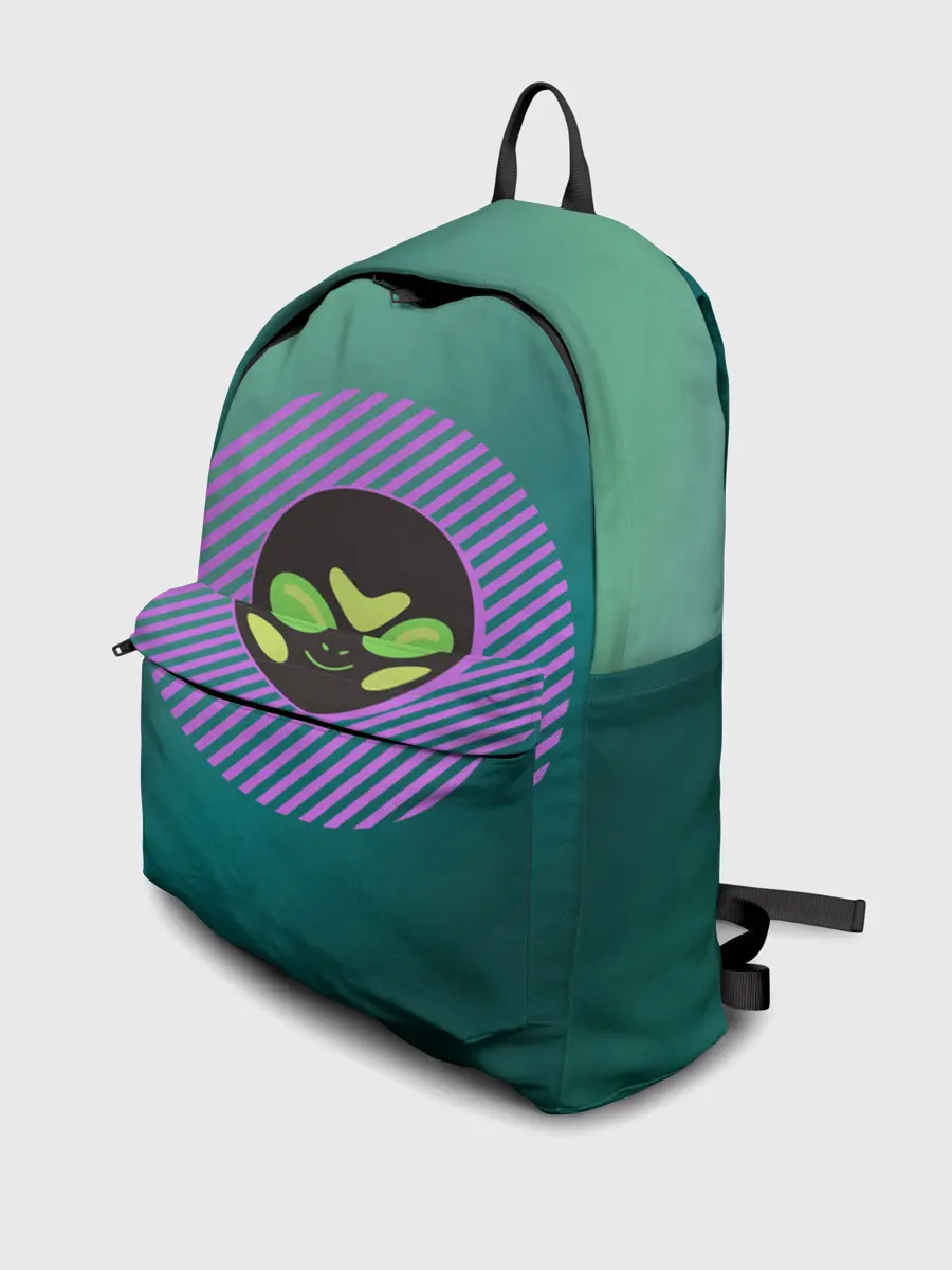 Рюкзак джинсовый / Инопланетяша на зеленом фоне