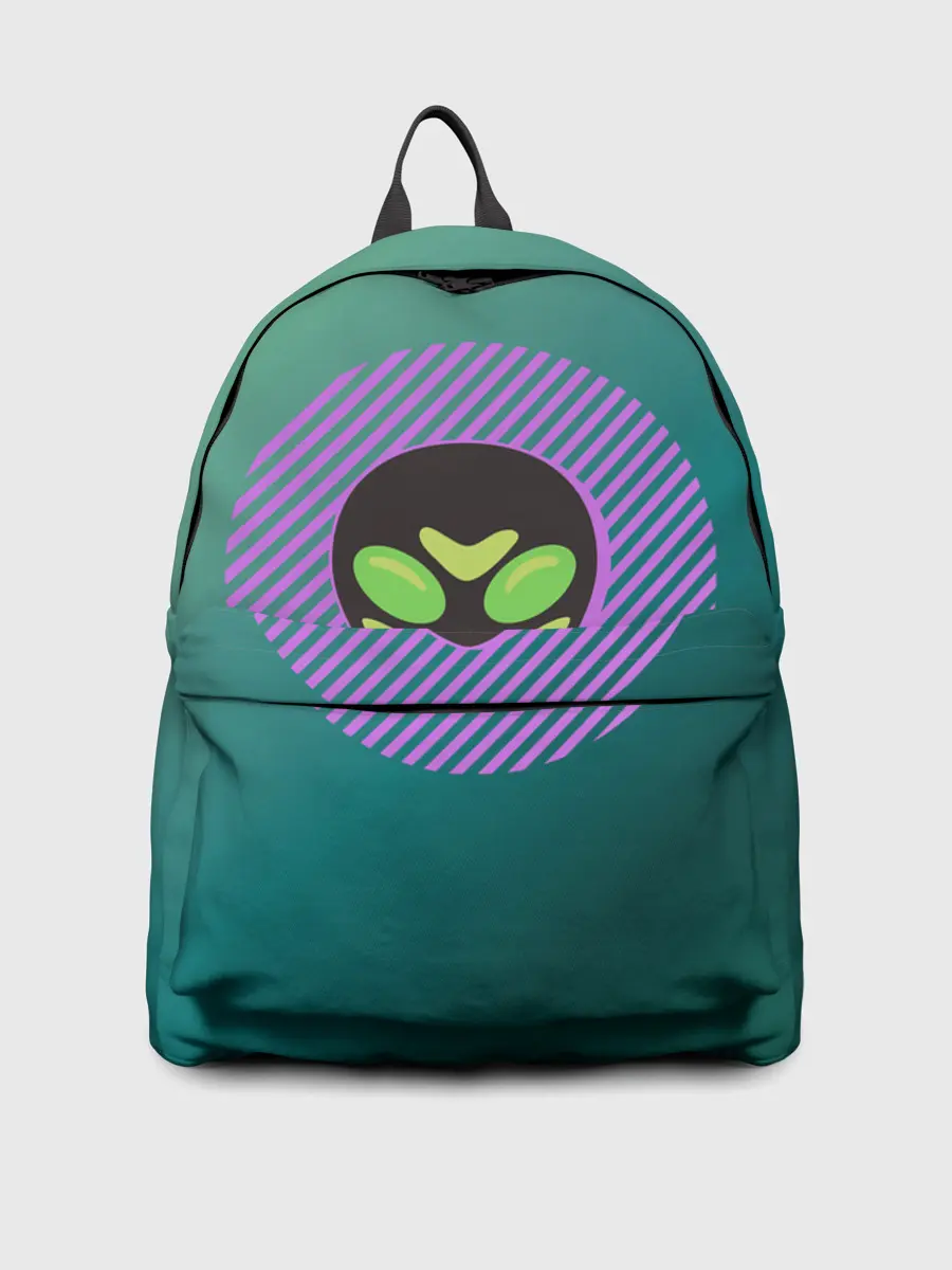 Рюкзак джинсовый / Инопланетяша на зеленом фоне