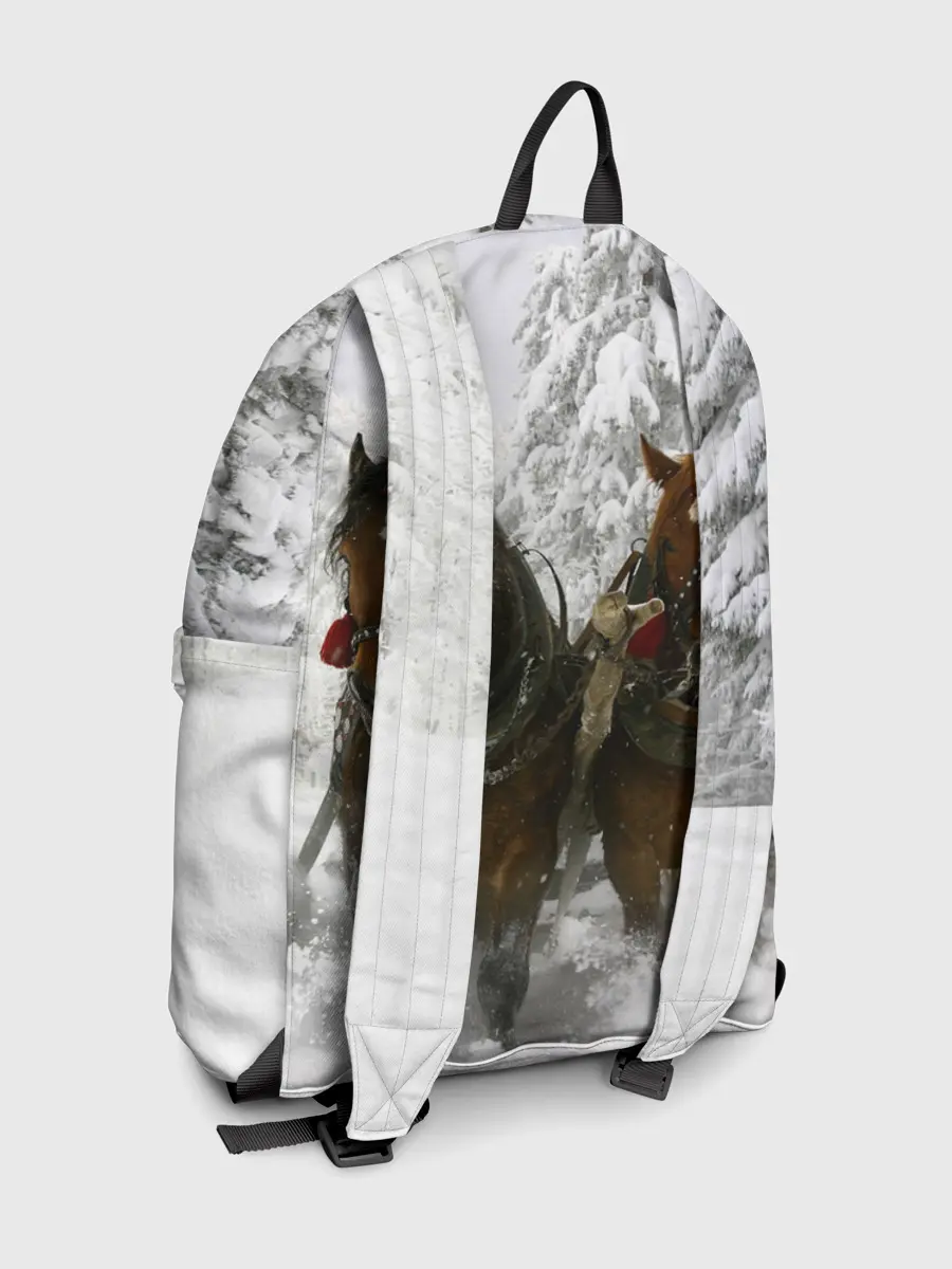 Рюкзак джинсовый / Лошади и снег