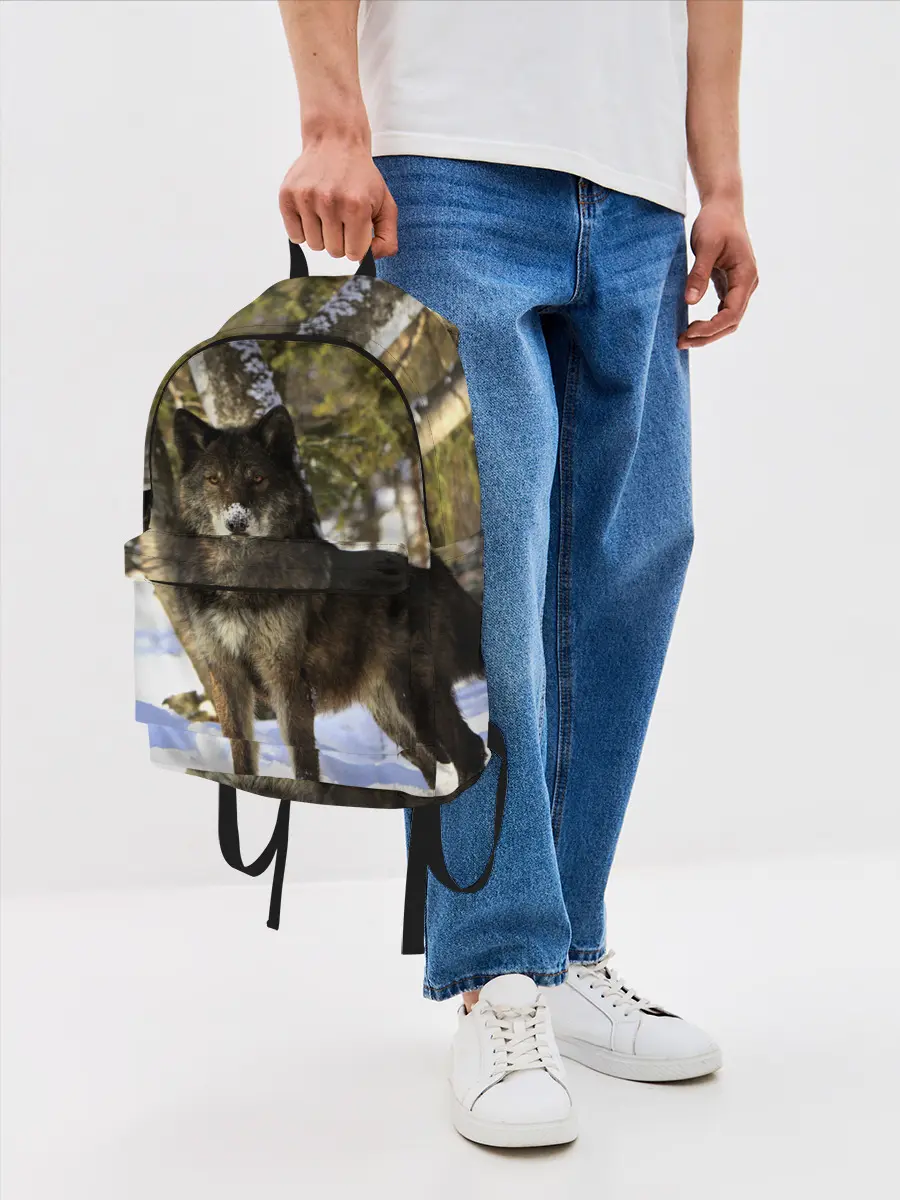 Рюкзак джинсовый / Волк и снег