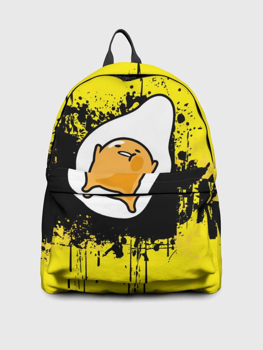 Рюкзак джинсовый / веселое яйцо на черном фоне