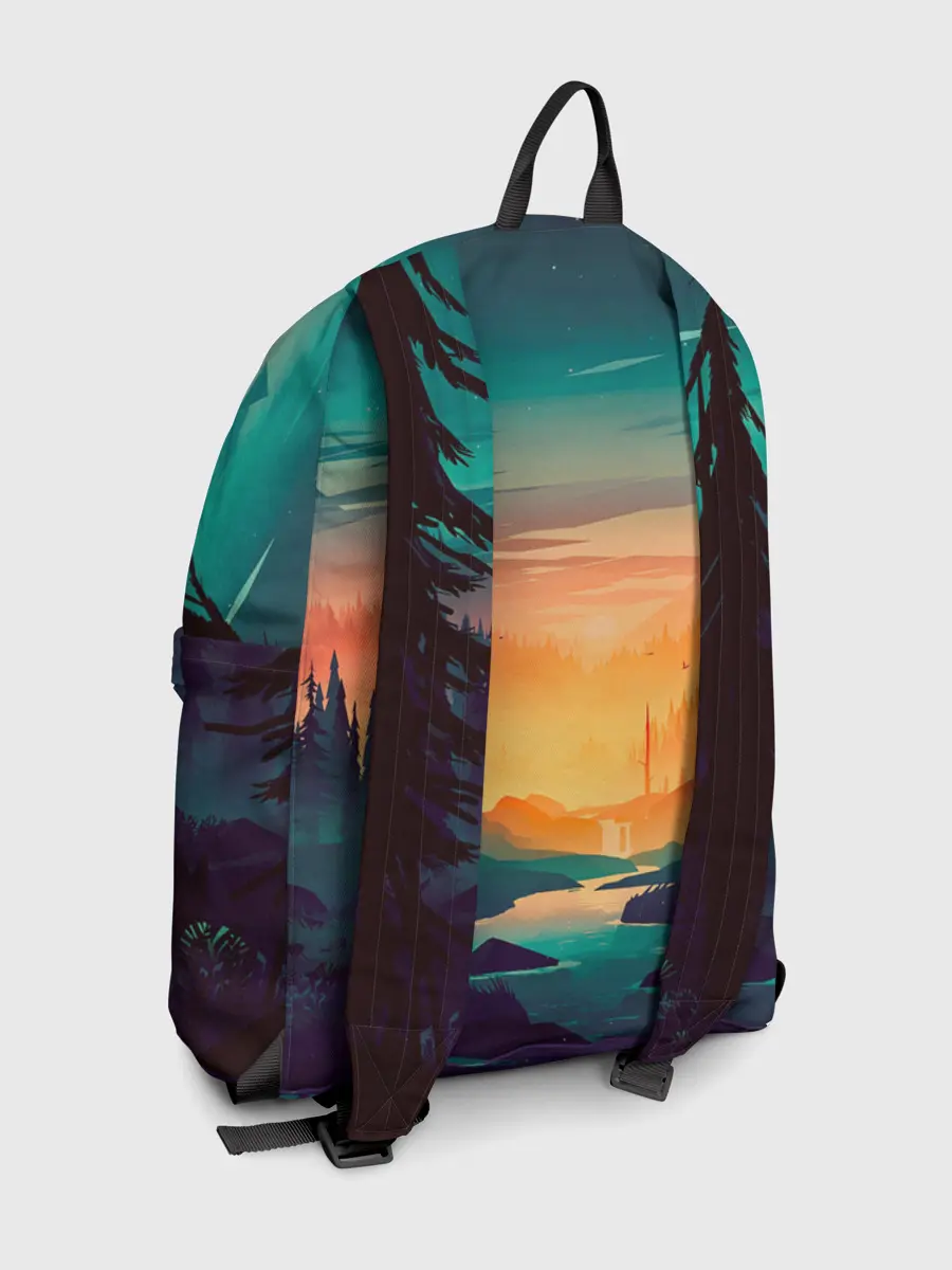 Рюкзак джинсовый / Закат в лесу