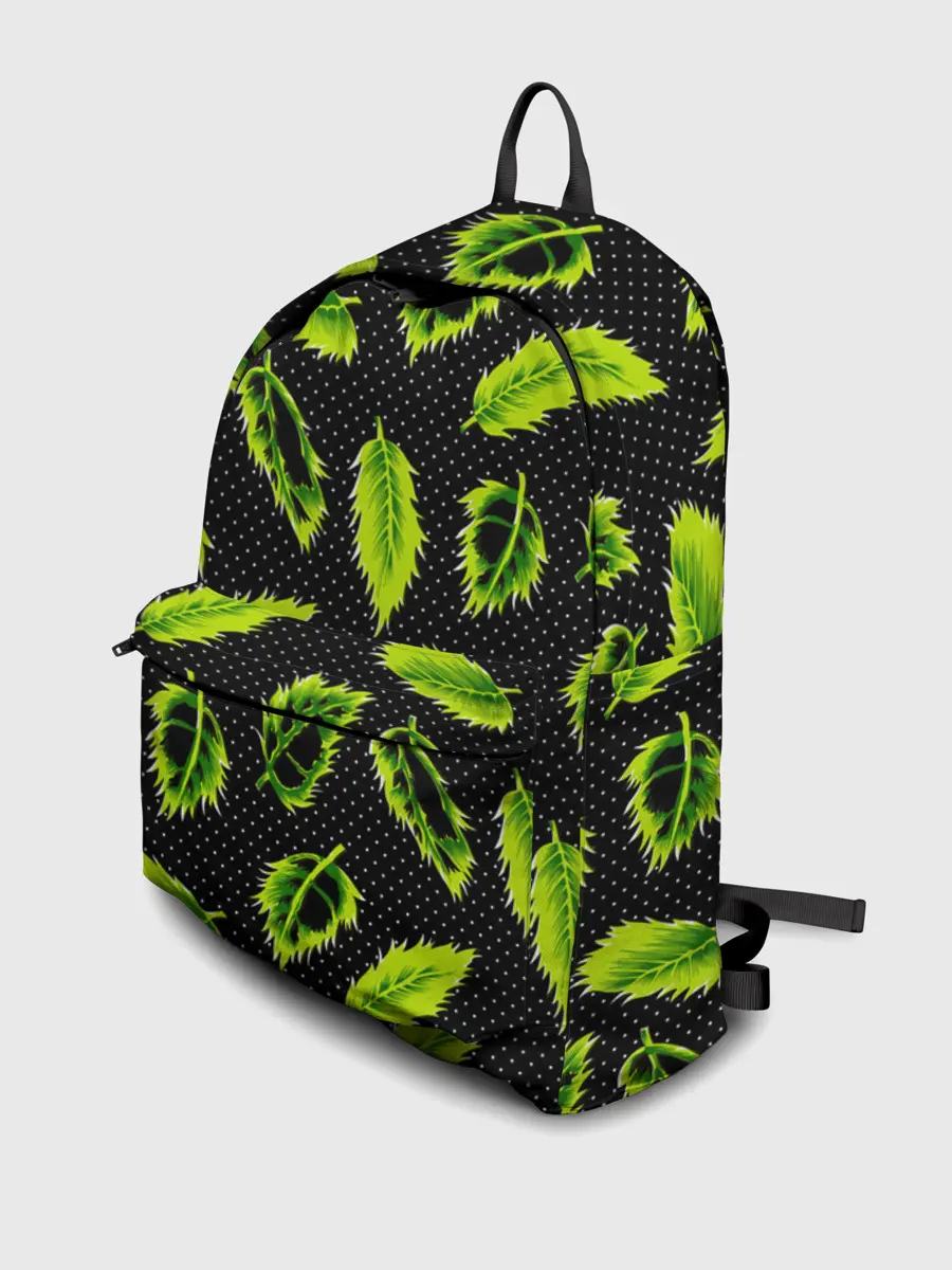 Рюкзак джинсовый / Зеленые листья