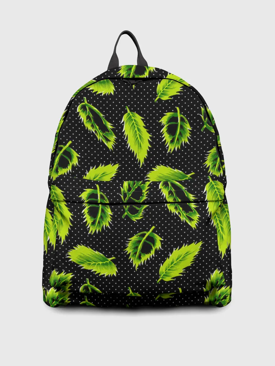 Рюкзак джинсовый / Зеленые листья