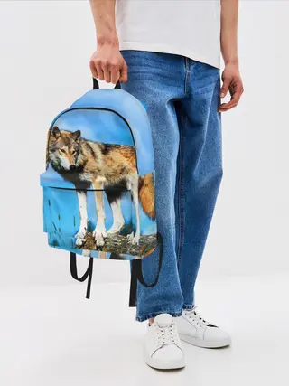 Рюкзак джинсовый / Волк