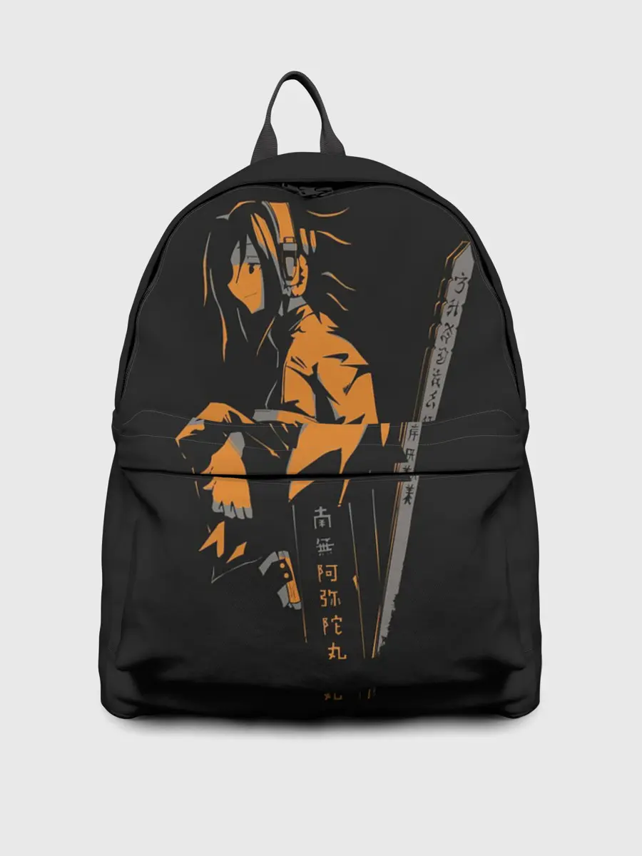 Рюкзак джинсовый / Оранжевая тень Йо Асакуры на черном фоне