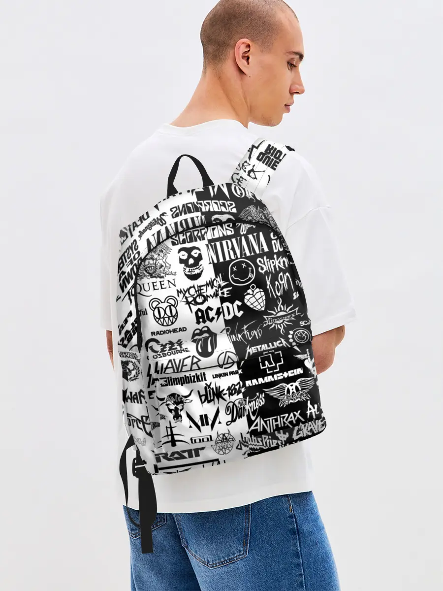 Рюкзак джинсовый / Эмблемы Рок Групп