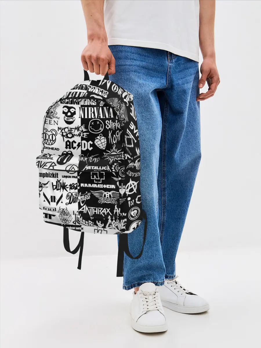 Рюкзак джинсовый / Эмблемы Рок Групп
