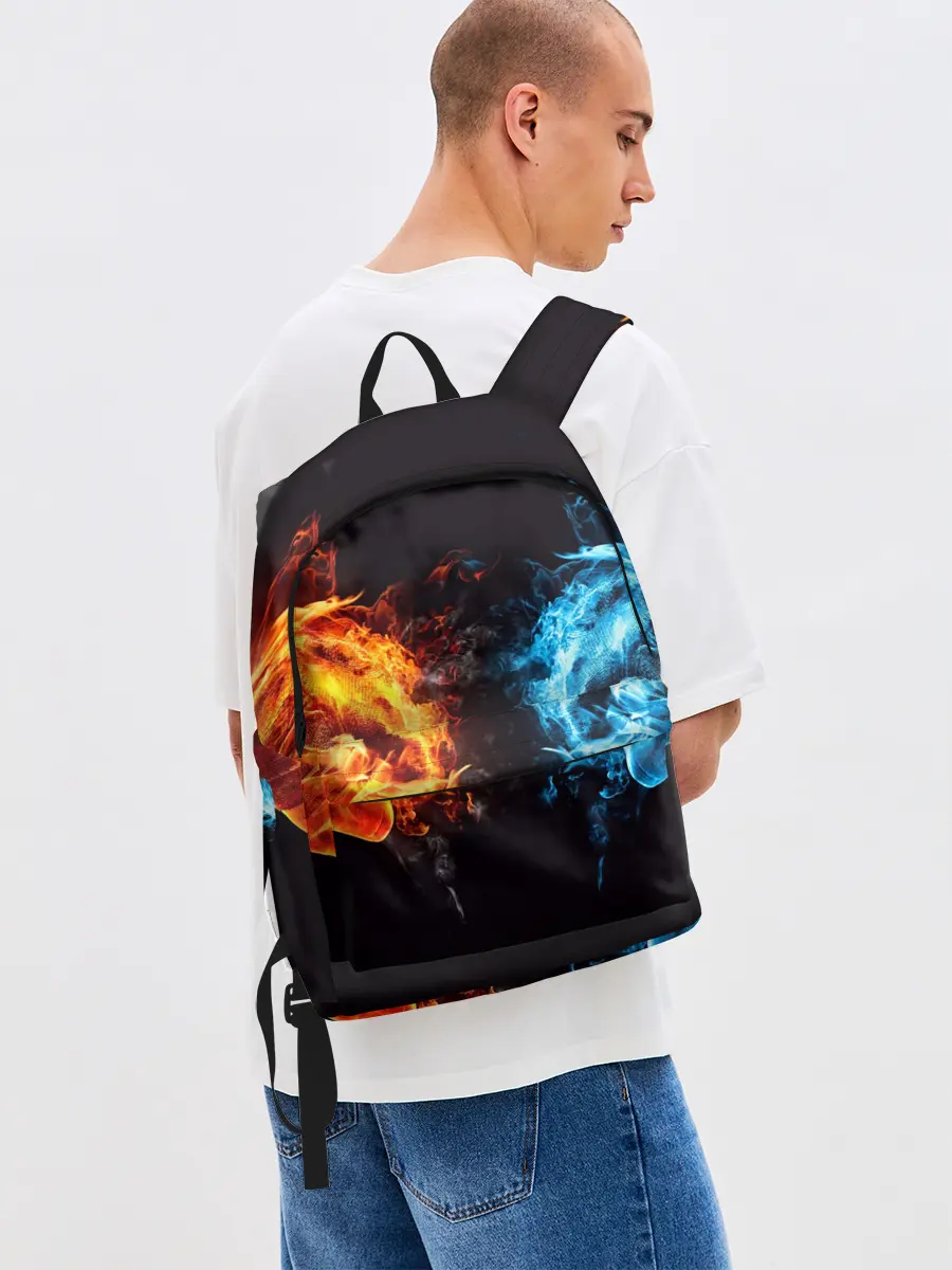 Рюкзак джинсовый / Абстракция,Инь-Ян,Огонь,Вода