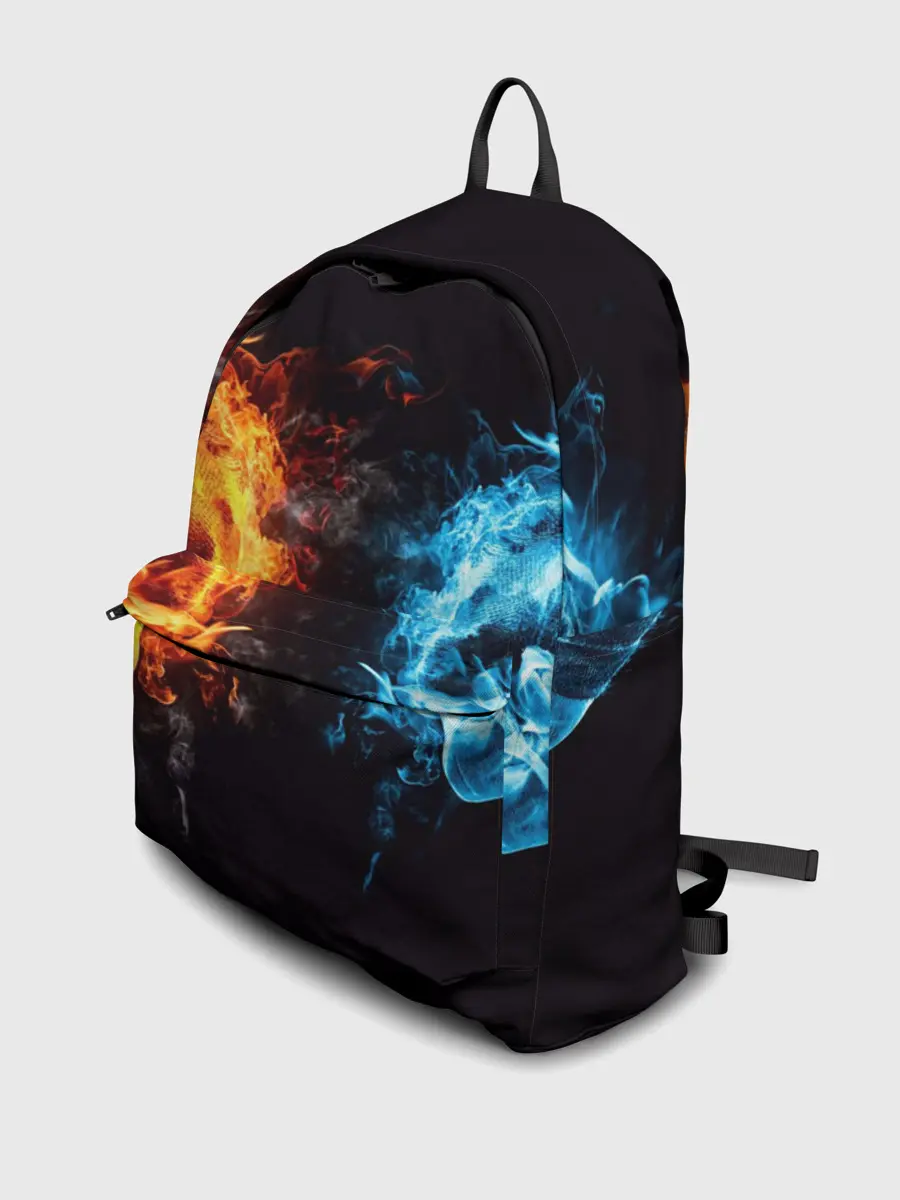 Рюкзак джинсовый / Абстракция,Инь-Ян,Огонь,Вода