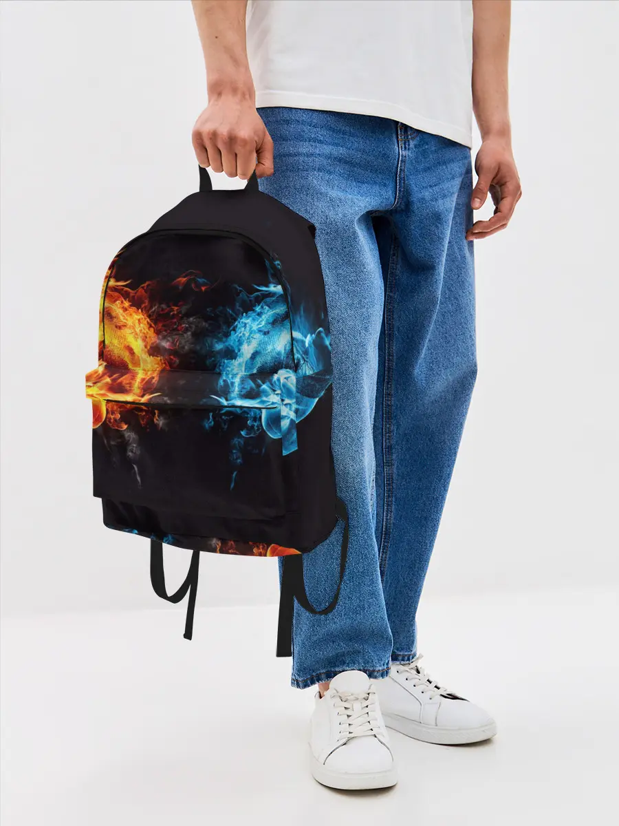 Рюкзак джинсовый / Абстракция,Инь-Ян,Огонь,Вода