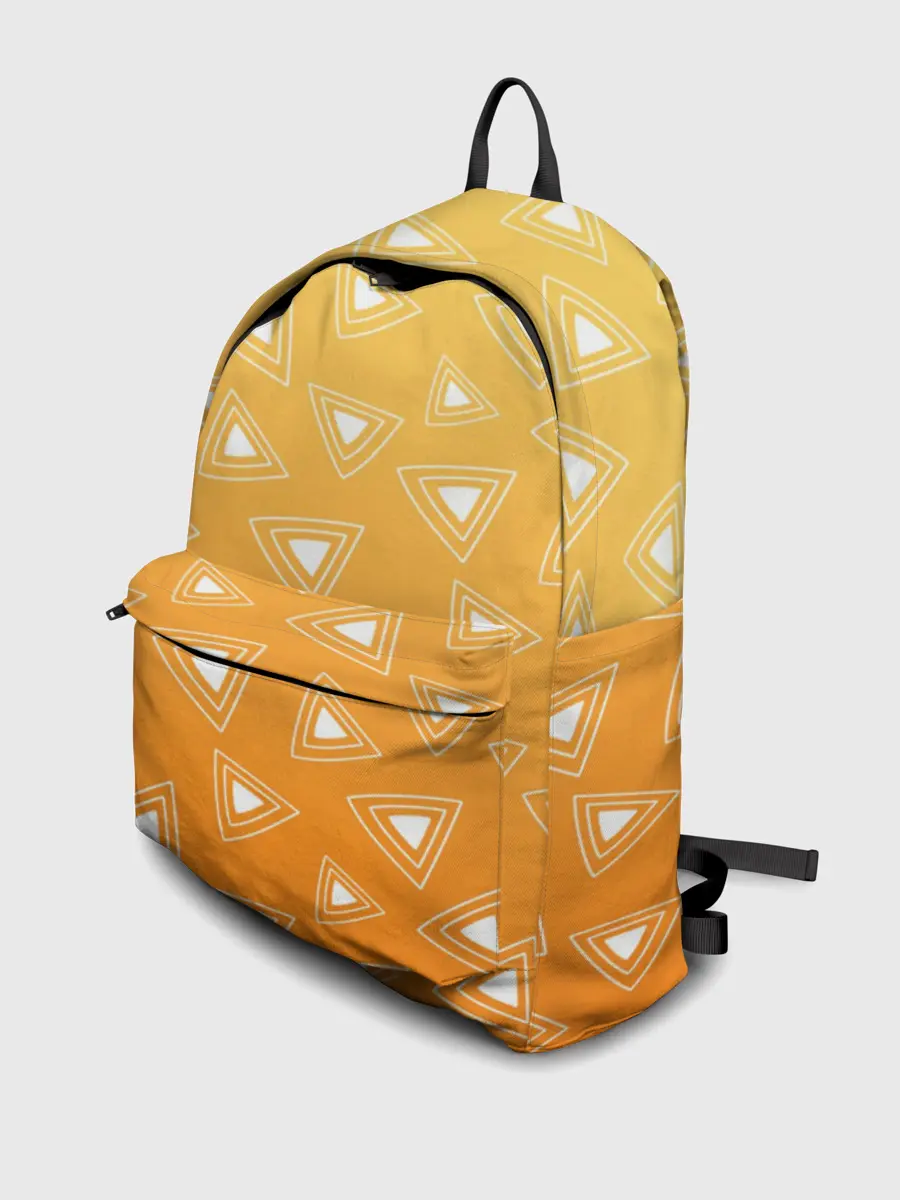 Рюкзак джинсовый / Kimetsu no yaiba оранжевый паттерн